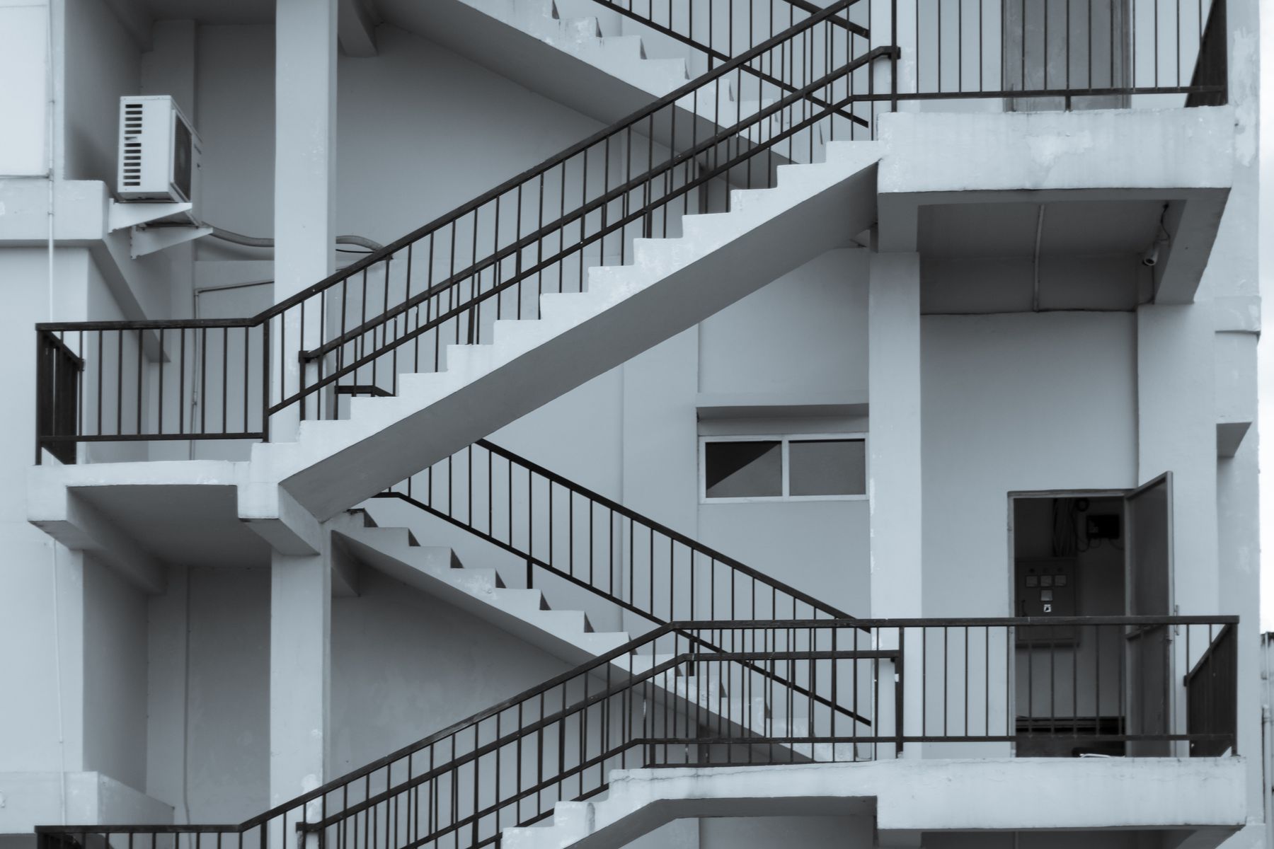 Exterior fire stairwell on a commercial building