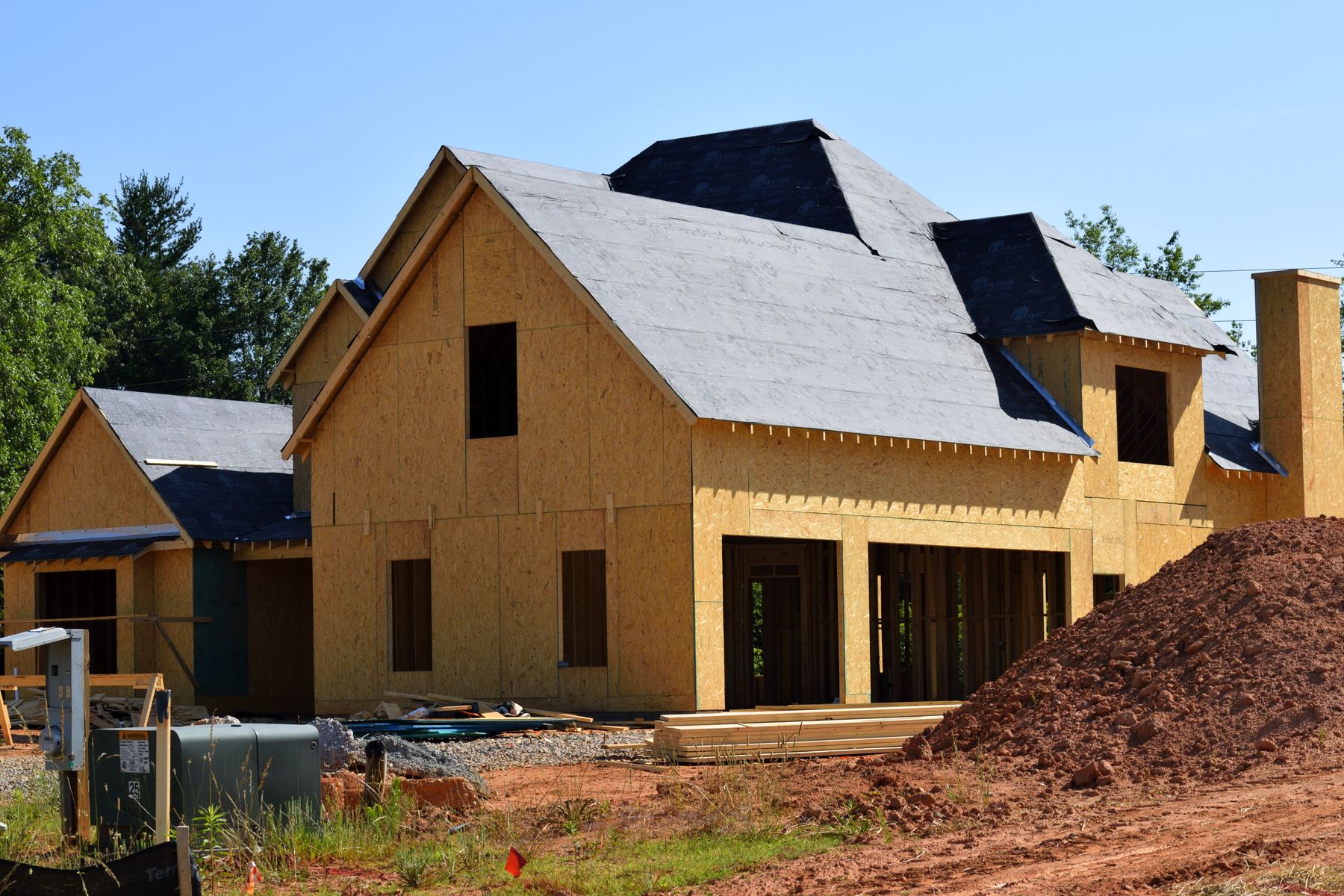 Exterior wall sheathing on a home under construction
