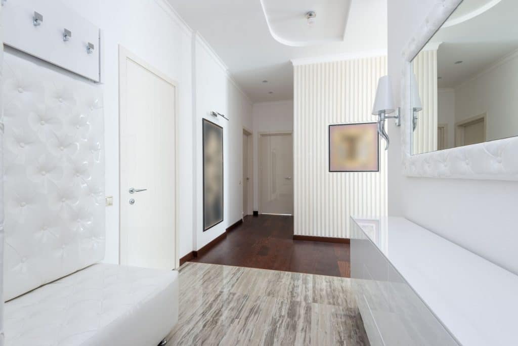 Smooth painted drywall in a bright modern living room