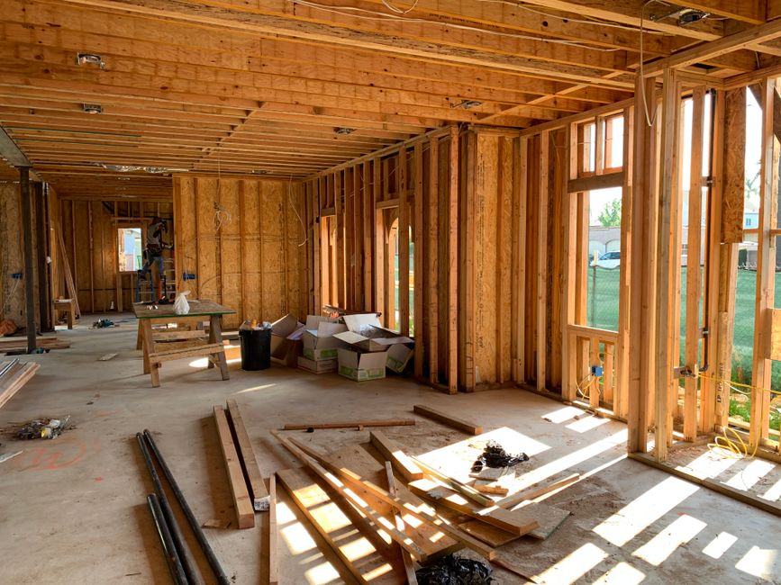 Fire-rated drywall partition wall in a commercial tenant improvement project